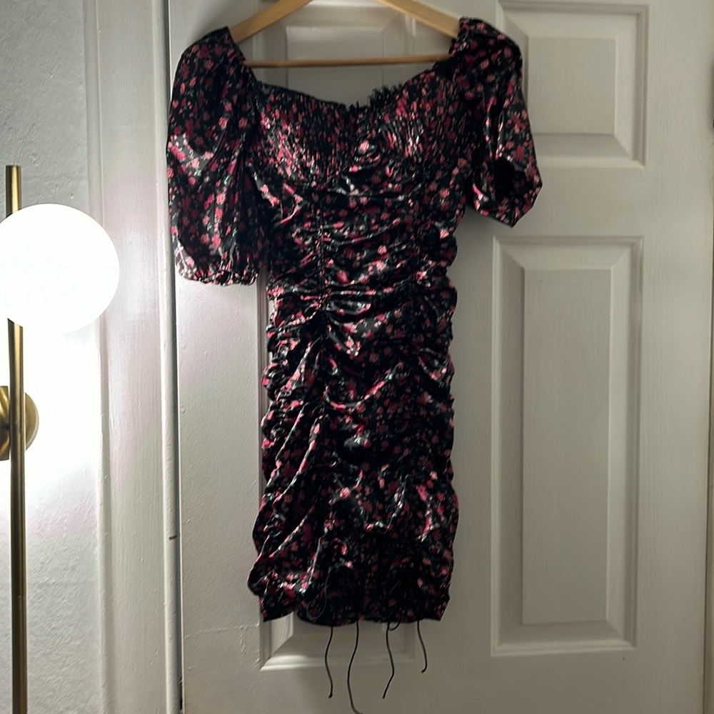 For Love & Lemons Black/Pink Rose Dress